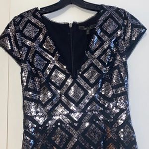 Bcbg MaxAzria Skylah silver sequin gown party dress